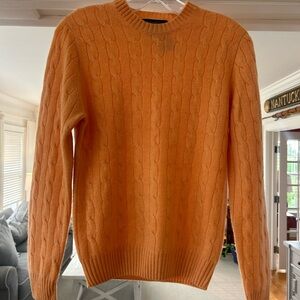 Brooks Brothers Cashmere Cable Knit Sweater - Orange